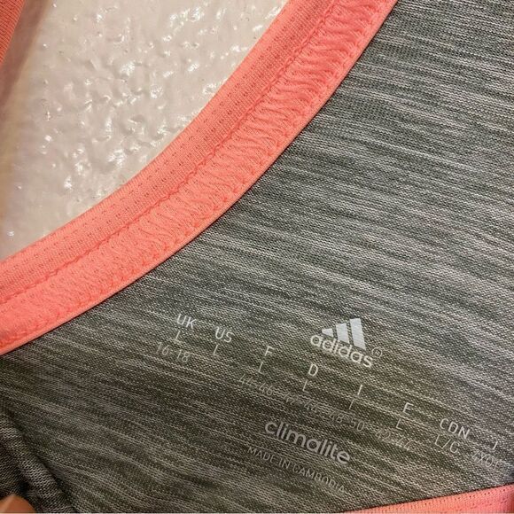 Adidas Racer back gray peach pink trim,  tank top loose fit climalite-size L - Picture 7 of 10